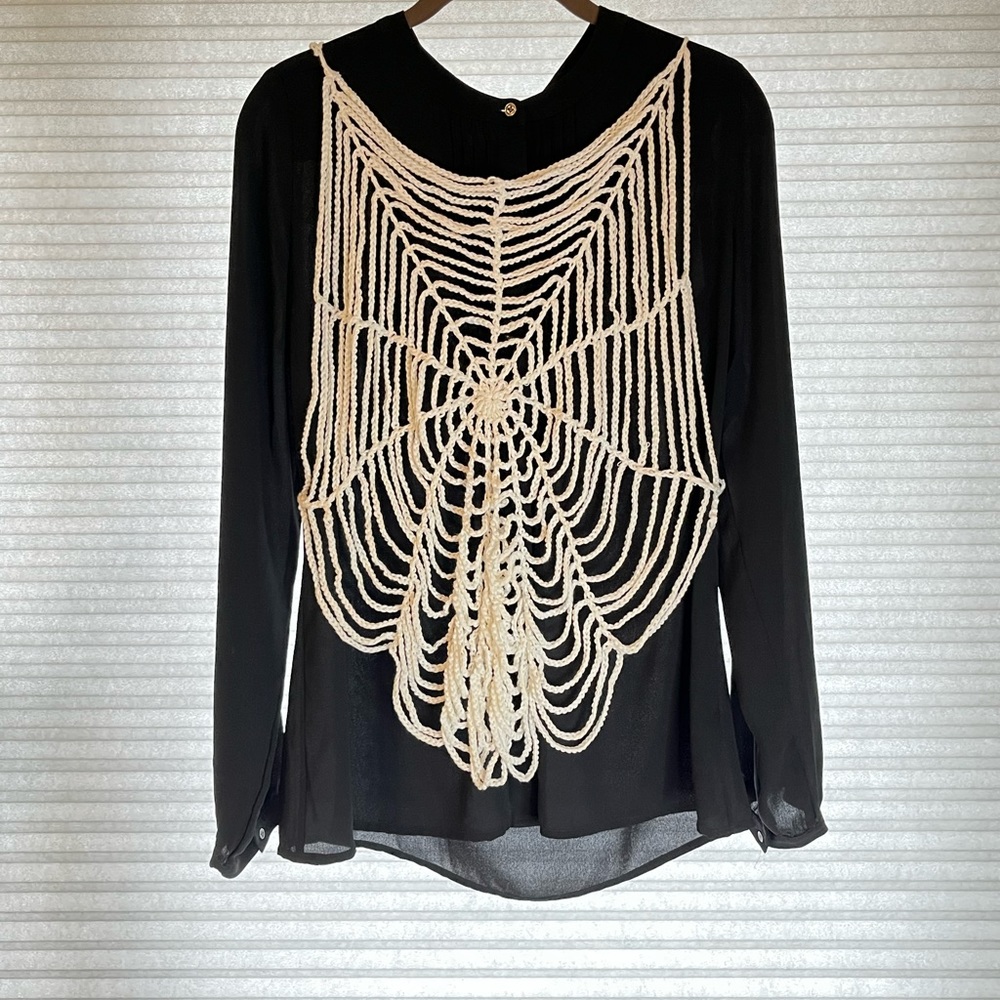 Handmade Crochet Goth Spiderweb Top Vest size S/M